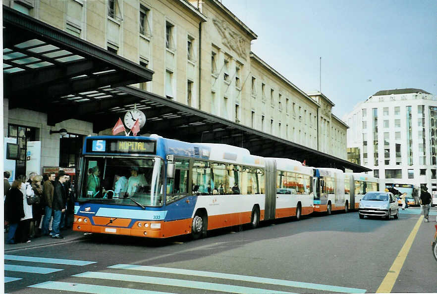 (092'916) - TPG Gen�ve - Nr. 333/GE 96'295 - Volvo am 17. M�rz 2007 beim Bahnhof Gen�ve