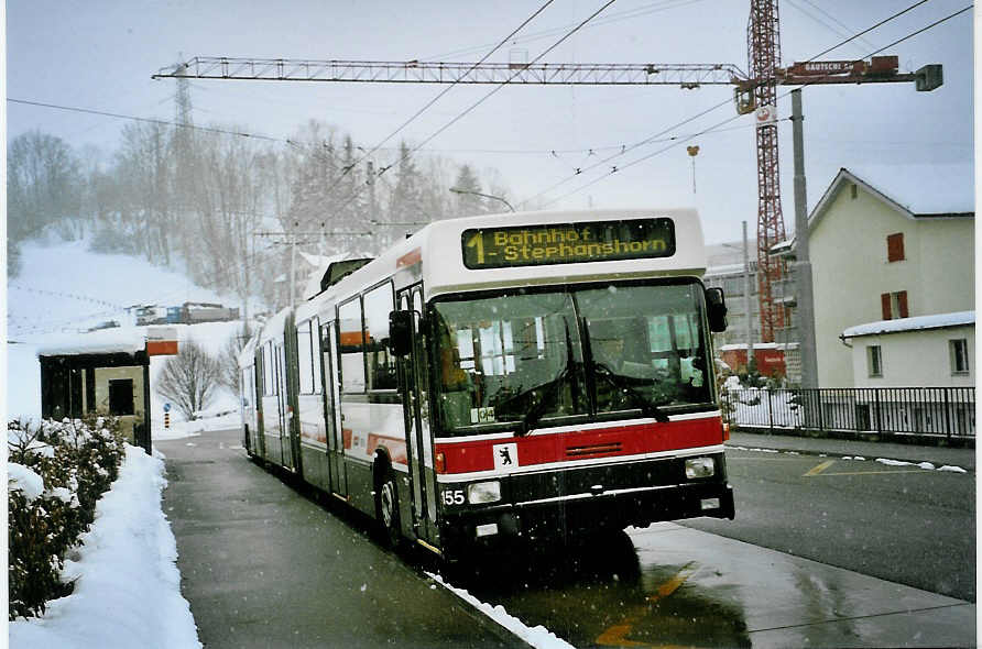 (093'113) - VBSG St. Gallen - Nr. 155 - NAW/Hess Doppelgelenktrolleybus am 22. M�rz 2007 in St. Gallen, Winkeln