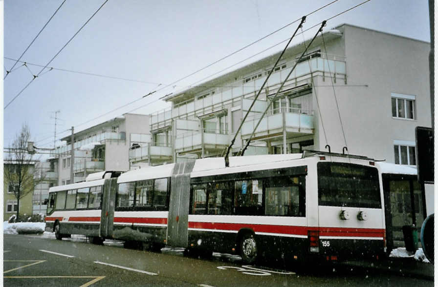 (093'114) - VBSG St. Gallen - Nr. 155 - NAW/Hess Doppelgelenktrolleybus am 22. M�rz 2007 in St. Gallen, Winkeln