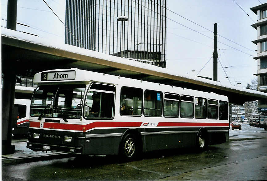 (093'120) - VBSG St. Gallen - Nr. 211/SG 141'211 - Saurer/Hess am 22. M�rz 2007 beim Bahnhof St. Gallen