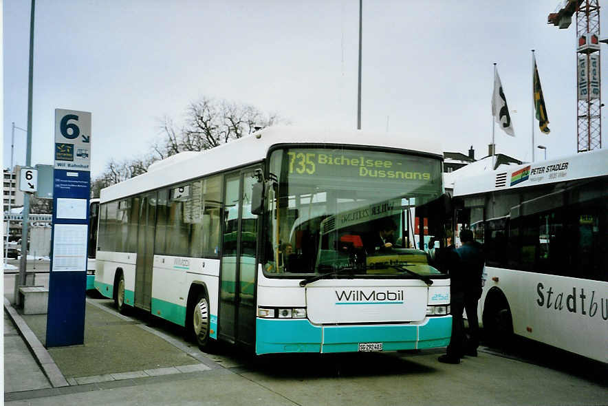 (093'130) - WilMobil, Wil - Nr. 252/SG 292'403 - Volvo/Hess (ex BOS Wil Nr. 23) am 22. M�rz 2007 beim Bahnhof Wil