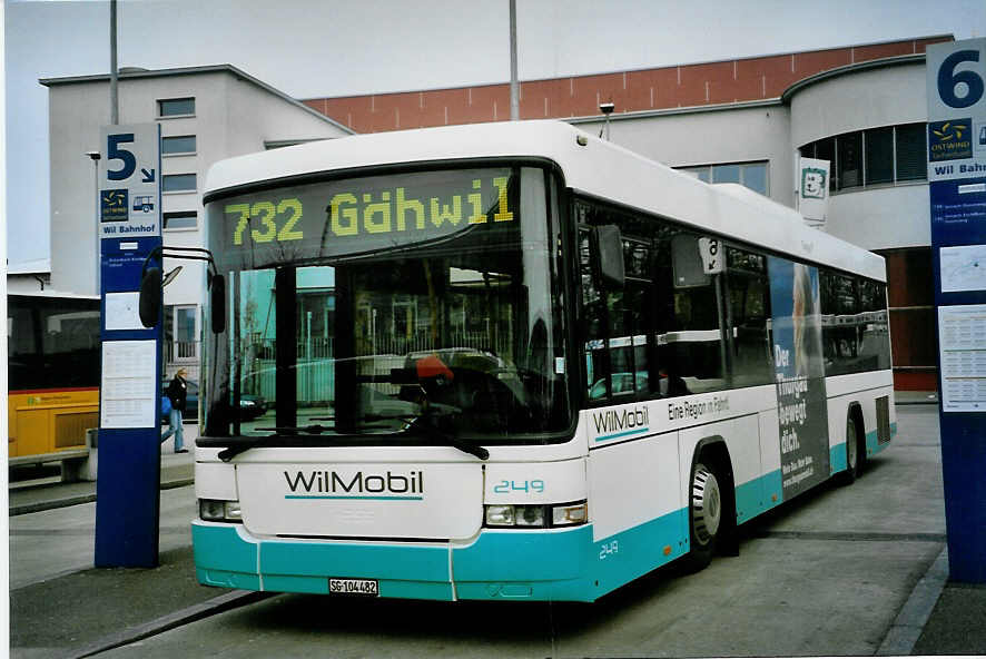 (093'201) - WilMobil, Wil - Nr. 249/SG 104'482 - Volvo/Hess (ex BOS Wil Nr. 20) am 22. M�rz 2007 beim Bahnhof Wil