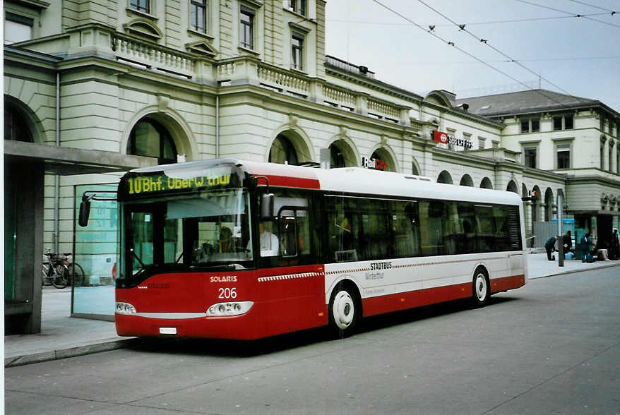 (093'212) - SW Winterthur - Nr. 206/ZH 730'206 - Solaris am 22. M�rz 2007 beim Hauptbahnhof Winterthur