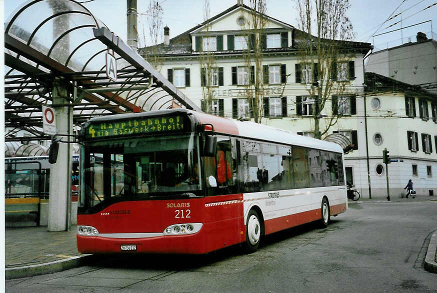 (093'214) - SW Winterthur - Nr. 212/ZH 730'212 - Solaris am 22. M�rz 2007 beim Hauptbahnhof Winterthur