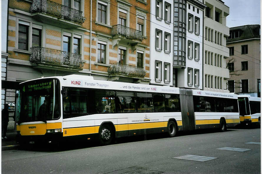 (093'227) - VBSH Schaffhausen - Nr. 8/SH 38'008 - Volvo/Hess am 22. M�rz 2007 beim Bahnhof Schaffhausen
