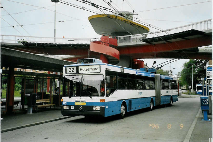 (094'704) - VBZ Z�rich - Nr. 143 - Mercedes Gelenktrolleybus am 26. Mai 2007 in Z�rich, Bucheggplatz