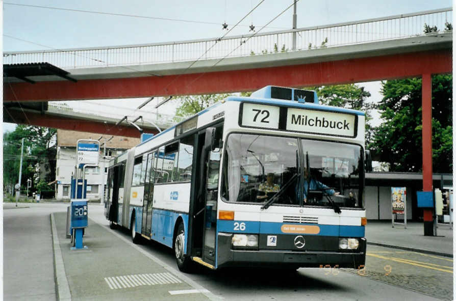 (094'710) - VBZ Z�rich - Nr. 26 - Mercedes Gelenktrolleybus am 26. Mai 2007 in Z�rich, Bucheggplatz