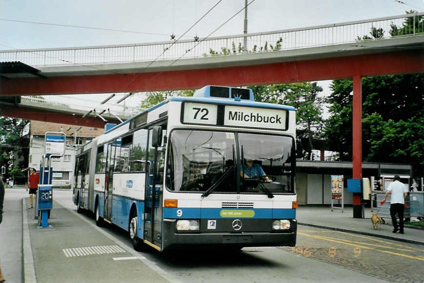 (094'714) - VBZ Z�rich - Nr. 9 - Mercedes Gelenktrolleybus am 26. Mai 2007 in Z�rich, Bucheggplatz