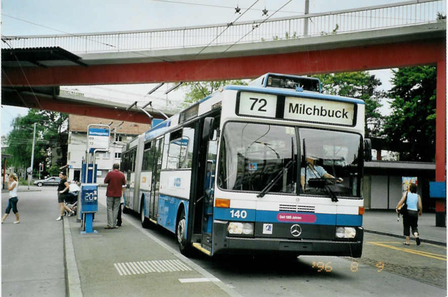 (094'716) - VBZ Z�rich - Nr. 140 - Mercedes Gelenktrolleybus am 26. Mai 2007 in Z�rich, Bucheggplatz