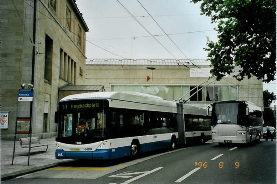 (094'719) - VBZ Z�rich - Nr. 146 - Hess/Hess Gelenktrolleybus am 26. Mai 2007 in Z�rich, Kunsthaus