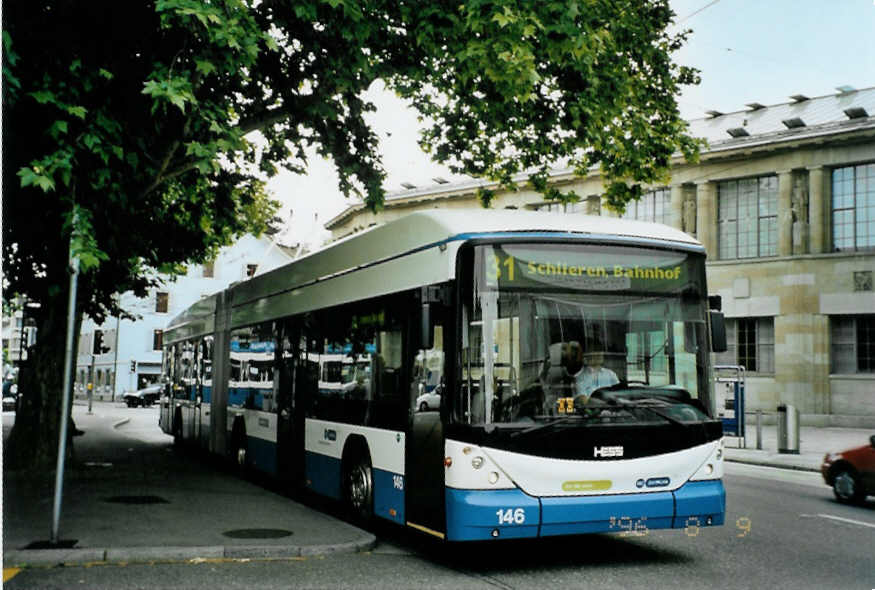 (094'722) - VBZ Z�rich - Nr. 146 - Hess/Hess Gelenktrolleybus am 26. Mai 2007 in Z�rich, Kunsthaus