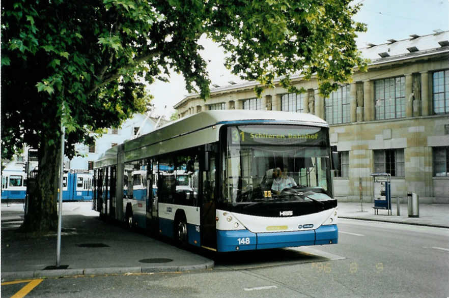 (094'726) - VBZ Z�rich - Nr. 148 - Hess/Hess Gelenktrolleybus am 26. Mai 2007 in Z�rich, Kunsthaus