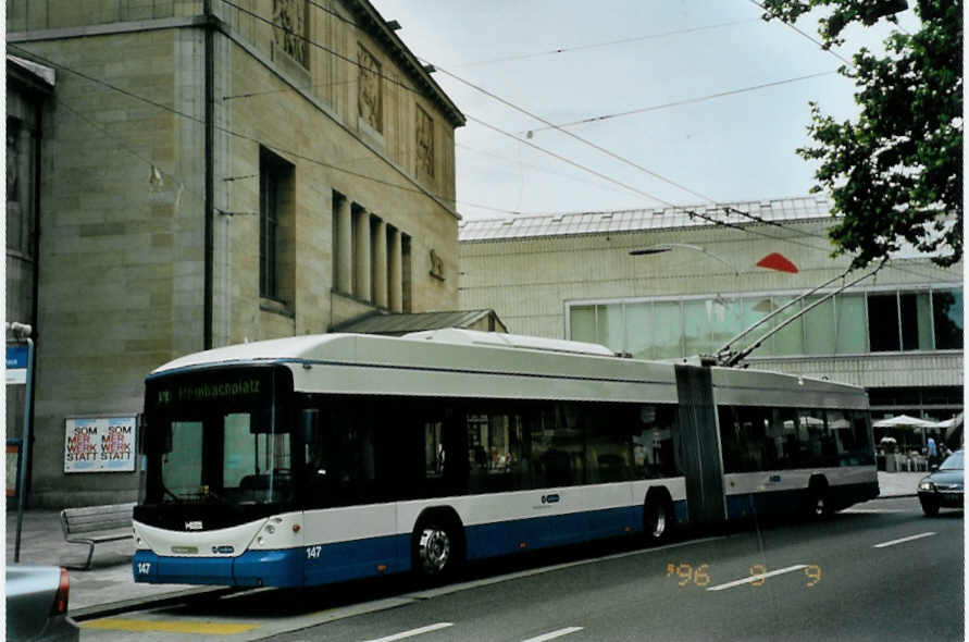 (094'728) - VBZ Z�rich - Nr. 147 - Hess/Hess Gelenktrolleybus am 26. Mai 2007 in Z�rich, Kunsthaus
