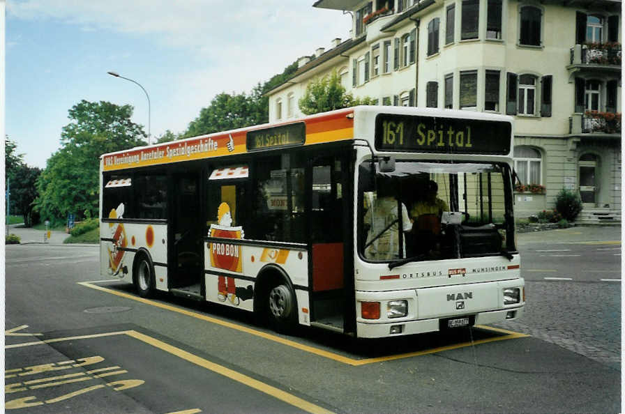 (096'329) - Lengacher, M�nsingen - Nr. 5/BE 359'077 - MAN/Lauber-MAN am 17. Juli 2007 beim Bahnhof M�nsingen