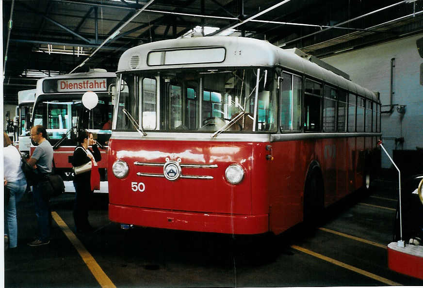 (098'603) - WV Winterthur - Nr. 50 - Saurer/Saurer Trolleybus am 15. September 2007 in Winterthur, Depot Gr�zefeld