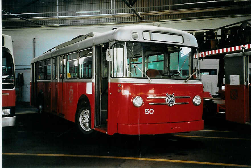 (098'610) - WV Winterthur - Nr. 50 - Saurer/Saurer Trolleybus am 15. September 2007 in Winterthur, Depot Gr�zefeld