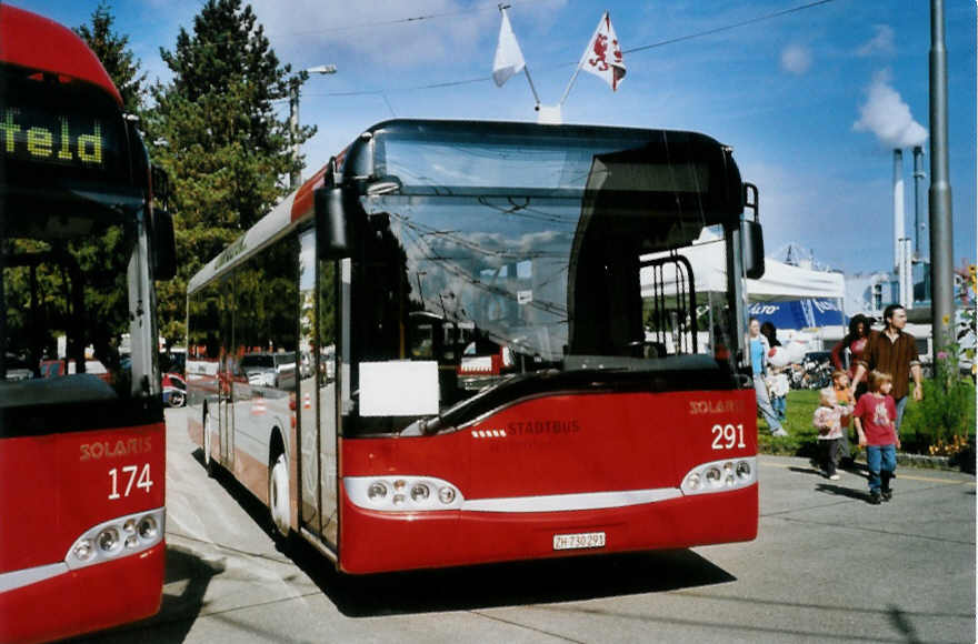 (098'613) - SW Winterthur - Nr. 291/ZH 730'291 - Solaris am 15. September 2007 in Winterthur, Depot Gr�zefeld