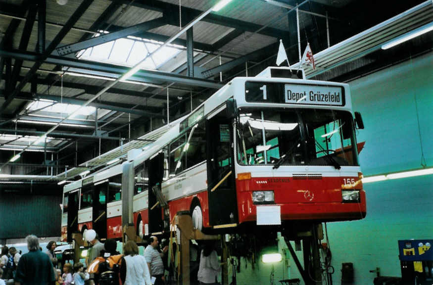 (098'618) - SW Winterthur - Nr. 155 - Mercedes Gelenktrolleybus am 15. September 2007 in Winterthur, Depot Gr�zefeld