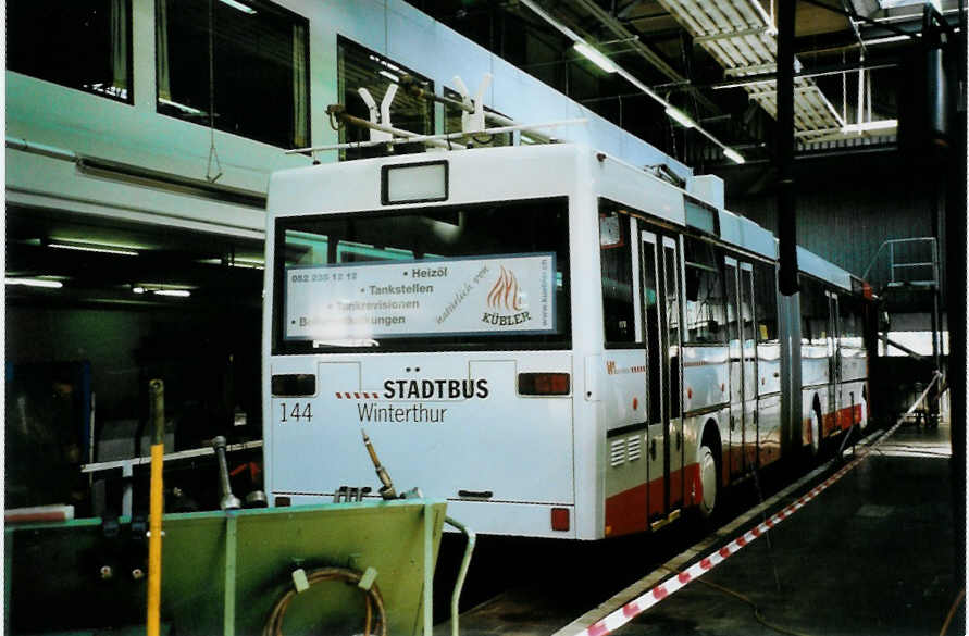 (098'620) - SW Winterthur - Nr. 144 - Mercedes Gelenktrolleybus am 15. September 2007 in Winterthur, Depot Gr�zefeld