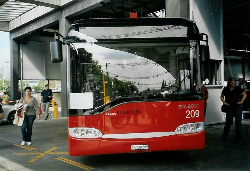 (098'702) - SW Winterthur - Nr. 209/ZH 730'209 - Solaris am 15. September 2007 in Winterthur, Depot Gr�zefeld