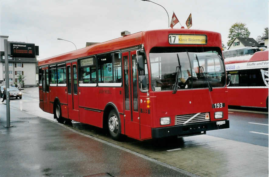 (099'414) - Bernmobil, Bern - Nr. 193/BE 451'193 - Volvo/Gangloff am 30. September 2007 in K�niz, Weiermatt