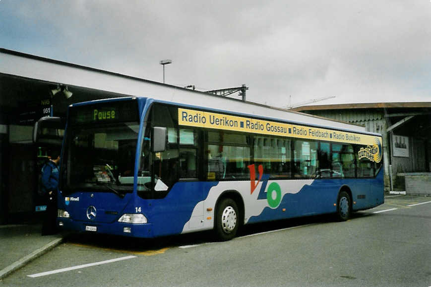 (100'426) - VZO Gr�ningen - Nr. 14/ZH 41'414 - Mercedes am 22. Oktober 2007 beim Bahnhof St�fa