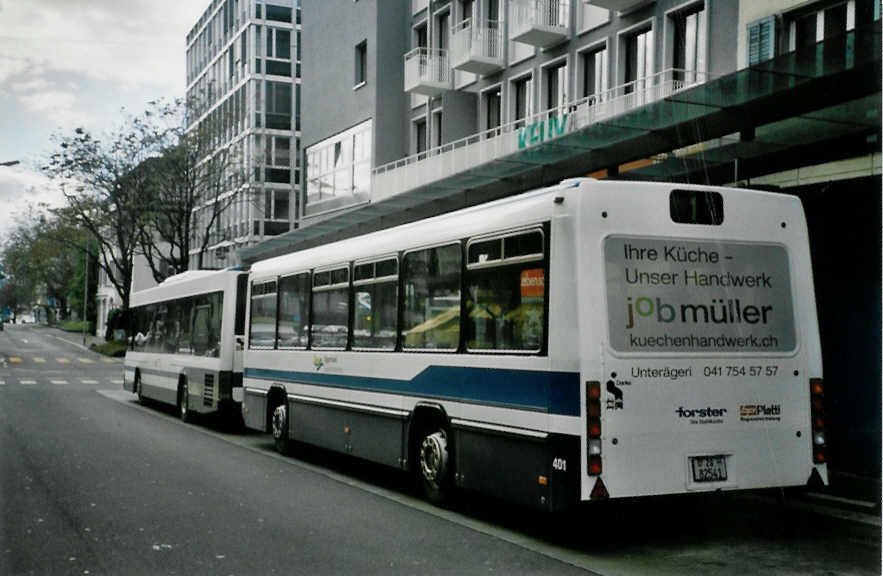 (101'321) - ZVB Zug - Nr. 401/ZG 82'541 - Lanz+Marti/Hess Personenanh�nger (ex Nr. 101) am 26. November 2007 beim Bahnhof Zug