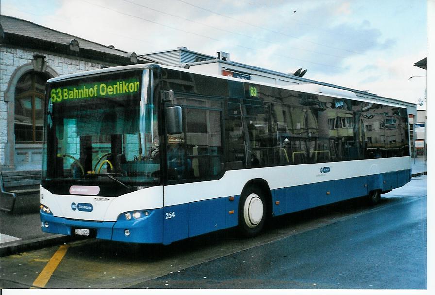(103'502) - VBZ Z�rich - Nr. 254/ZH 726'254 - Neoplan am 7. Januar 2008 beim Bahnhof Z�rich-Oerlikon