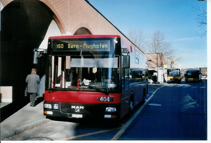 (103'722) - Bernmobil, Bern - Nr. 404/BE 612'404 - MAN/G�ppel am 28. Januar 2008 beim Bahnhof M�nsingen