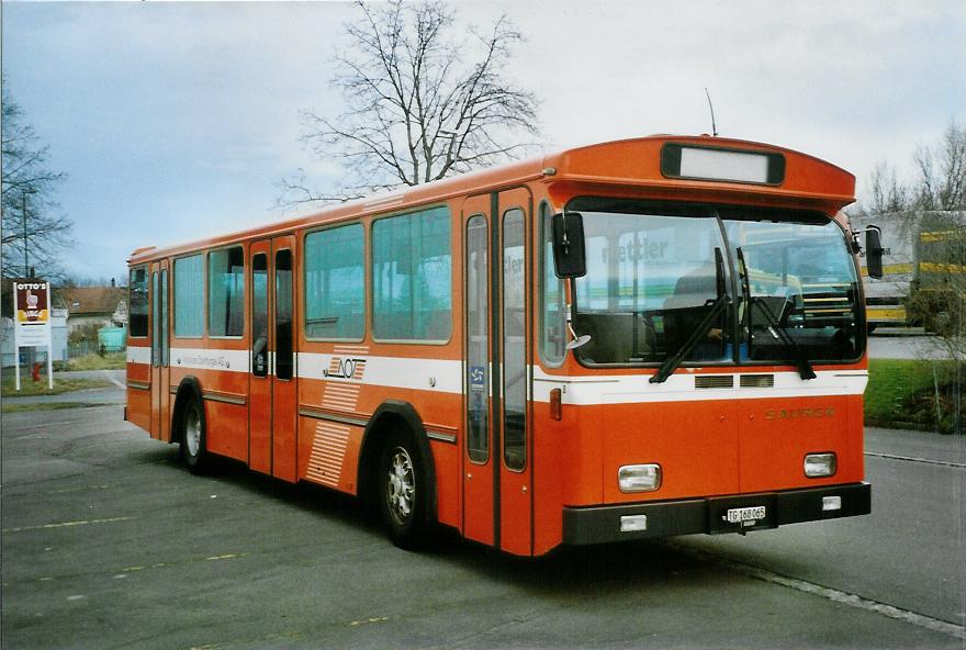 (104'119) - AOT Amriswil - Nr. 8/TG 168'065 - Saurer/T�scher (ex Frommelt, Vaduz) am 4. Februar 2008 in Amriswil, Garage II