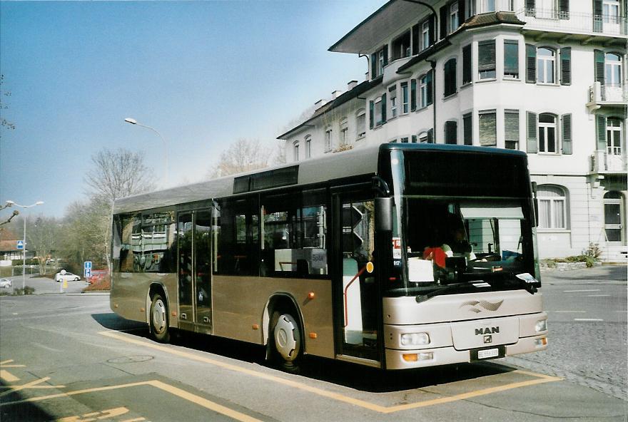 (104'134) - Lengacher, M�nsingen - Nr. 7/BE 556'335 - MAN/G�ppel (ex AFA Adelboden Nr. 55; ex Matt, FL-Mauren Nr. 66) am 11. Februar 2008 beim Bahnhof M�nsingen