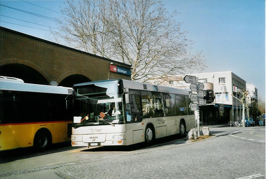 (104'136) - Lengacher, M�nsingen - Nr. 7/BE 556'335 - MAN/G�ppel (ex AFA Adelboden Nr. 55; ex Matt, FL-Mauren Nr. 66) am 11. Februar 2008 beim Bahnhof M�nsingen