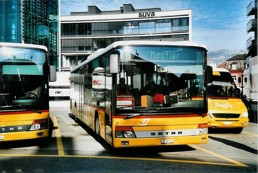 (104'506) - CarPostal Ouest - Nr. 27/JU 26'790 - Setra am 20. Februar 2008 beim Bahnhof Del�mont
