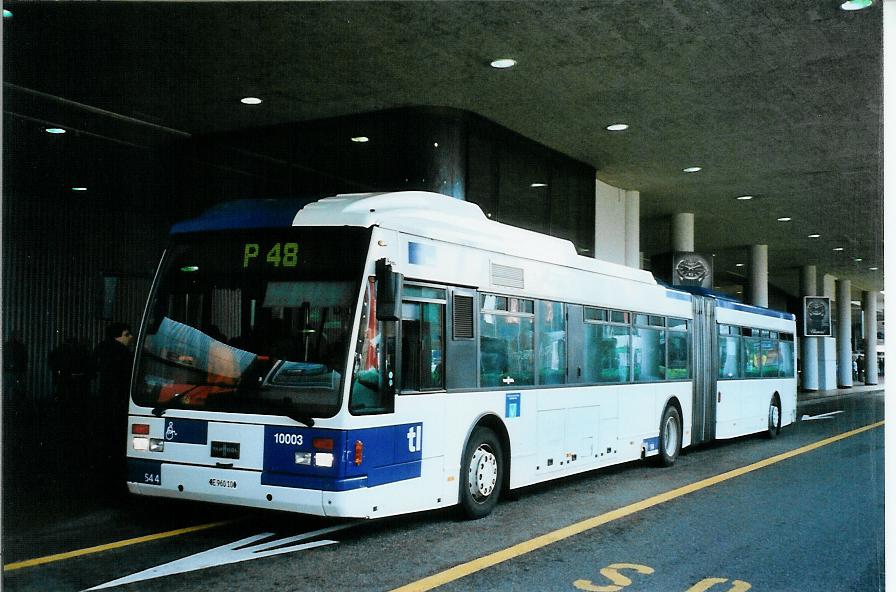 (105'101) - TPG Gen�ve (TL Nr. 544) - Nr. 10'003/GE 960'100 - Van Hool am 15. M�rz 2008 in Gen�ve, Palexpo