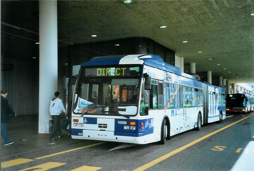 (105'111) - TPG Gen�ve (TL Nr. 555) - Nr. 10'008/GE 960'104 - Van Hool am 15. M�rz 2008 in Gen�ve, Palexpo