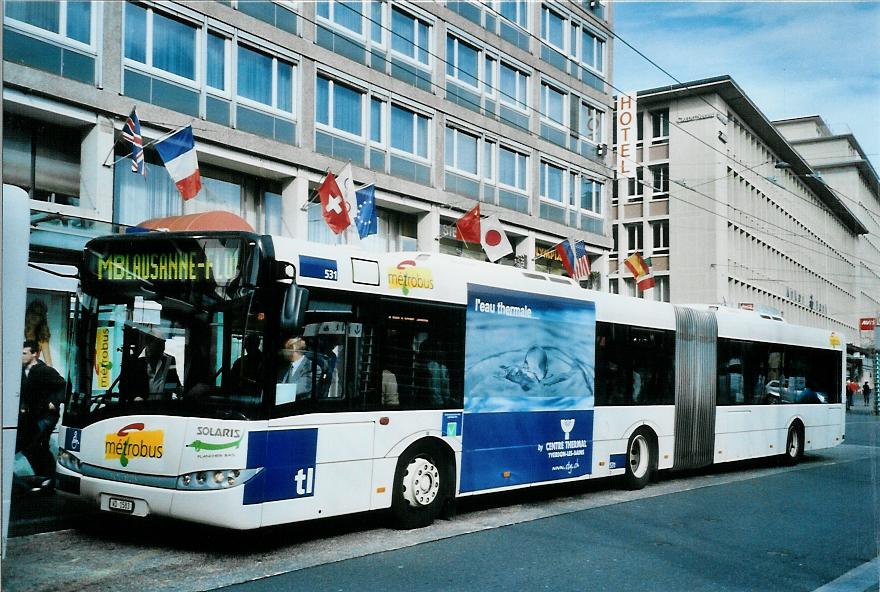 (105'233) - TL Lausanne - Nr. 531/VD 1583 - Solaris am 15. M�rz 2008 beim Bahnhof Lausanne