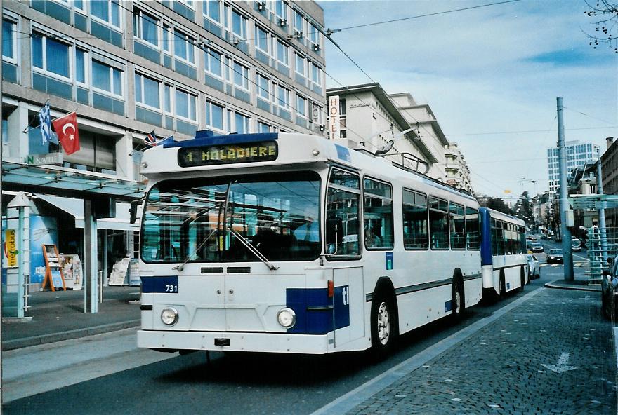 (105'235) - TL Lausanne - Nr. 731 - FBW/Hess Trolleybus am 15. M�rz 2008 beim Bahnhof Lausanne
