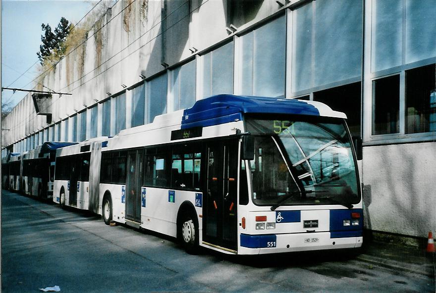 (105'302) - TL Lausanne - Nr. 551/VD 1529 - Van Hool am 15. M�rz 2008 in Lausanne, D�p�t Borde