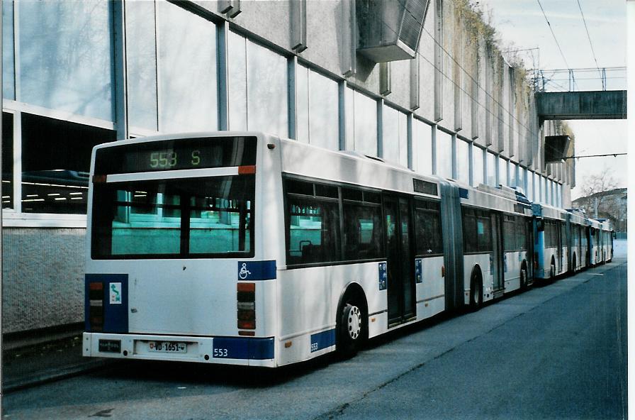 (105'304) - TL Lausanne - Nr. 553/VD 1651 - Van Hool am 15. M�rz 2008 in Lausanne, D�p�t Borde
