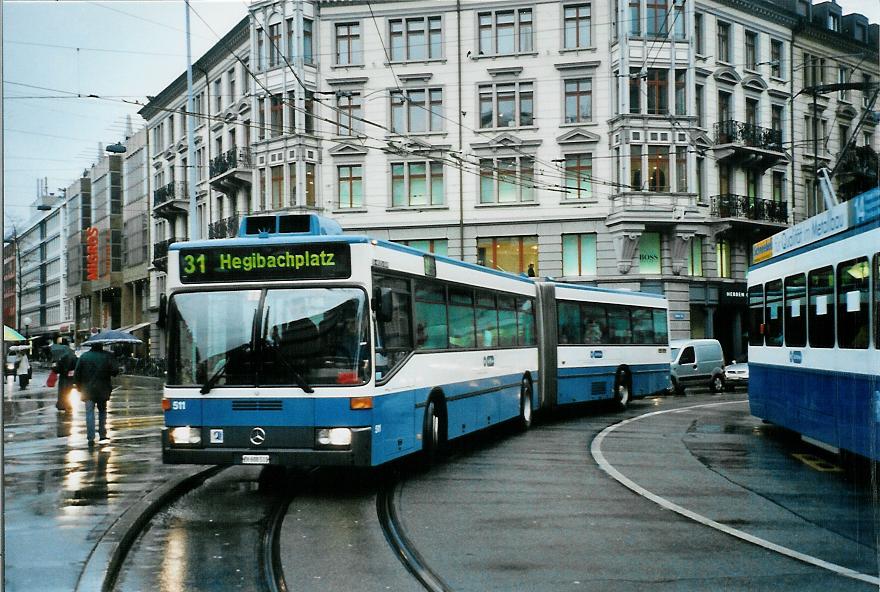 (105'506) - VBZ Z�rich - Nr. 511/ZH 608'511 - Mercedes am 17. M�rz 2008 in Z�rich, L�wenplatz