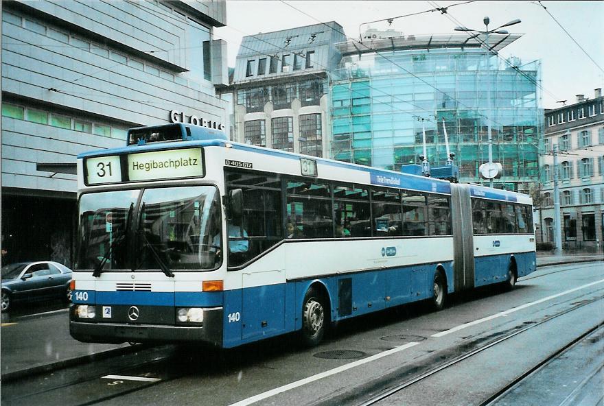 (105'801) - VBZ Z�rich - Nr. 140 - Mercedes Gelenktrolleybus am 23. M�rz 2008 in Z�rich, L�wenplatz