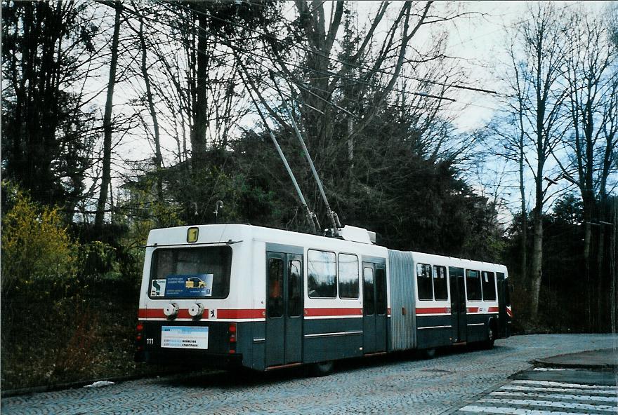 (105'918) - VBSG St. Gallen - Nr. 111 - Saurer/Hess Gelenktrolleybus am 29. M�rz 2008 in St. Gallen, Stocken