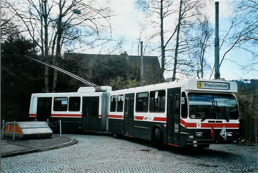 (105'920) - VBSG St. Gallen - Nr. 111 - Saurer/Hess Gelenktrolleybus am 29. M�rz 2008 in St. Gallen, Stocken