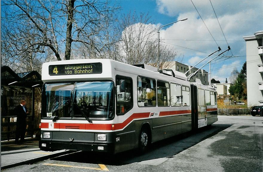 (105'930) - VBSG St. Gallen - Nr. 154 - NAW/Hess Gelenktrolleybus am 29. M�rz 2008 in St. Gallen, Wolfganghof