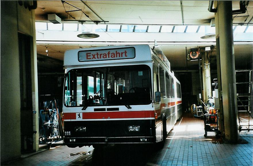 (106'003) - VBSG St. Gallen - Nr. 111 - Saurer/Hess Gelenktrolleybus am 29. M�rz 2008 in St. Gallen, Depot