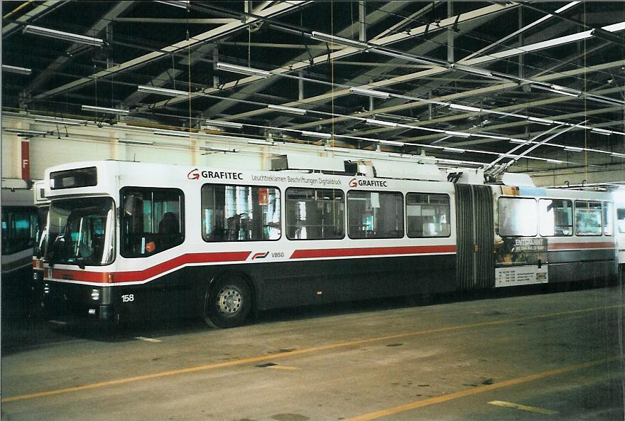 (106'006) - VBSG St. Gallen - Nr. 158 - NAW/Hess Gelenktrolleybus am 29. M�rz 2008 in St. Gallen, Depot