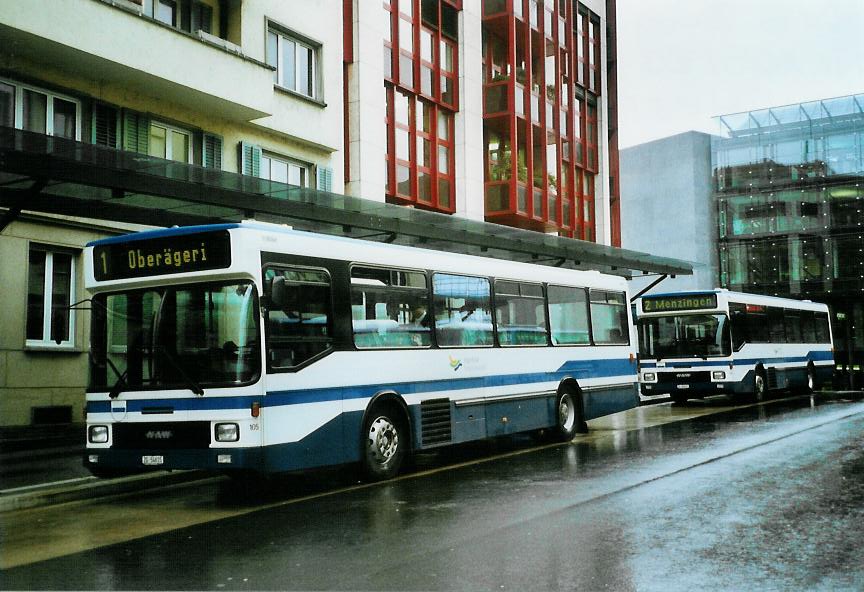 (106'106) - ZVB Zug - Nr. 105/ZG 54'615 - NAW/Hess (ex Nr. 95) am 31. M�rz 2008 beim Bahnhof Zug