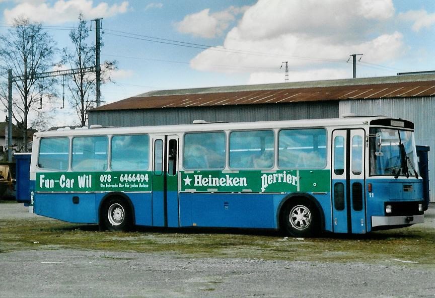 (106'331) - Fun-Car, Wil - Nr. 11 - Saurer/T�scher (ex LLB Susten Nr. 11) am 13. April 2008 in Wil, Larag