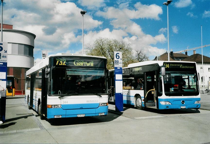 (106'425) - WilMobil, Wil - Nr. 244/SG 261'935 - Volvo/Hess (ex RTB Altst�tten Nr. 34) am 13. April 2008 beim Bahnhof Wil