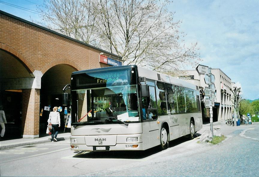 (106'902) - Lengacher, M�nsingen - Nr. 7/BE 556'335 - MAN/G�ppel (ex AFA Adelboden Nr. 55; ex Matt, FL-Mauren Nr. 66) am 2. Mai 2008 beim Bahnhof M�nsingen